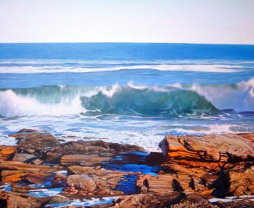 Beavertail State Park Painting, 24″ x 24″, Acrylic on Canvas, 2010, by Artist Charles C. Clear III