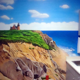 Block Island Mural painted in a treatment room at the Pediatric Heart Center in Providence, Rhode Island by Artists Charles C. Clear III and Bonnie Lee Turner