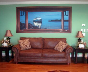 Trompe Loeil Mural of the Block Island Ferry painted by Charles C. Clear III and Bonnie Lee Turner