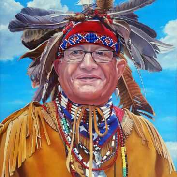 Native American Portrait of Pokanoket Sachem by Artist Charles C. Clear III