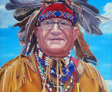 Native American Portrait of Pokanoket Sachem by Artist Charles C. Clear III