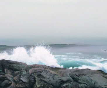 Breaking Waves in the Fog Oil Painting by Artist Charles C. Clear III